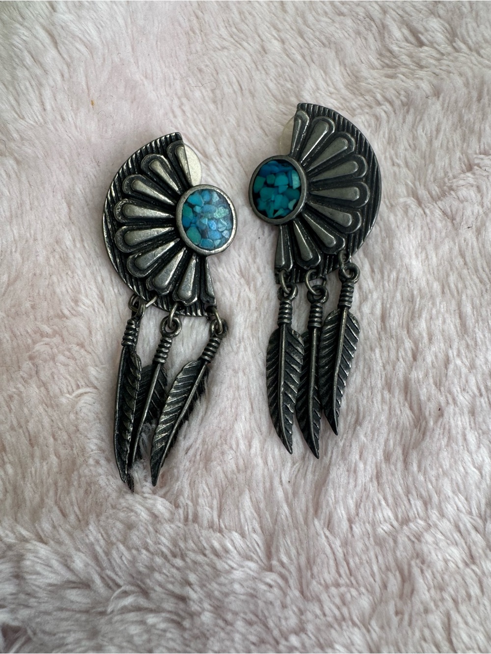 Vintage Signed Pewter Earrings